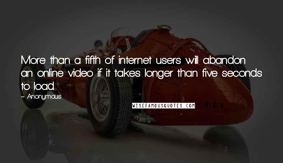 Anonymous Quotes: More than a fifth of internet users will abandon an online video if it takes longer than five seconds to load.