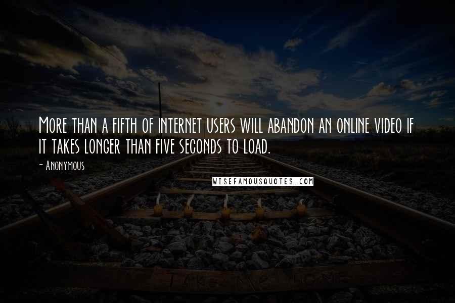 Anonymous Quotes: More than a fifth of internet users will abandon an online video if it takes longer than five seconds to load.