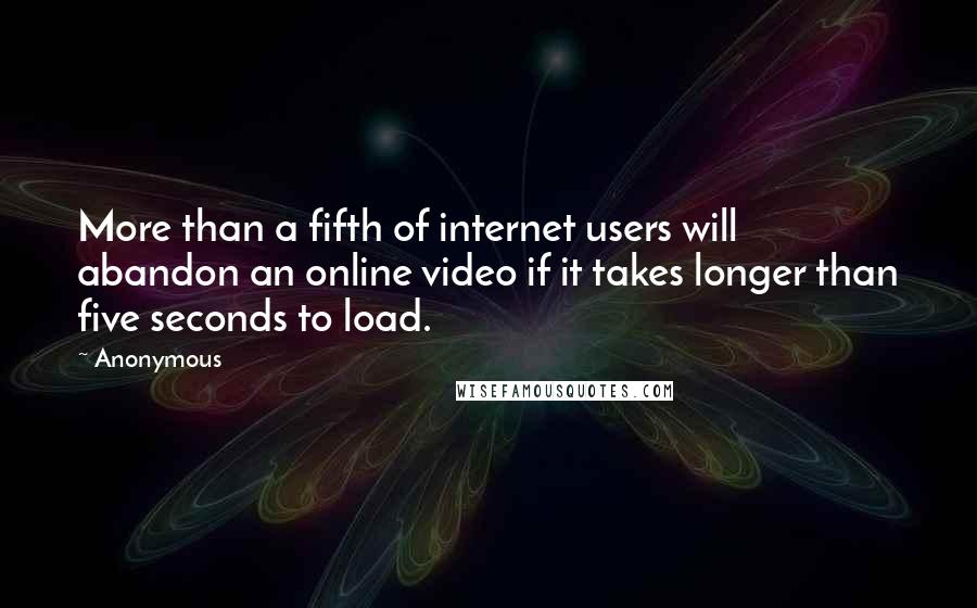 Anonymous Quotes: More than a fifth of internet users will abandon an online video if it takes longer than five seconds to load.