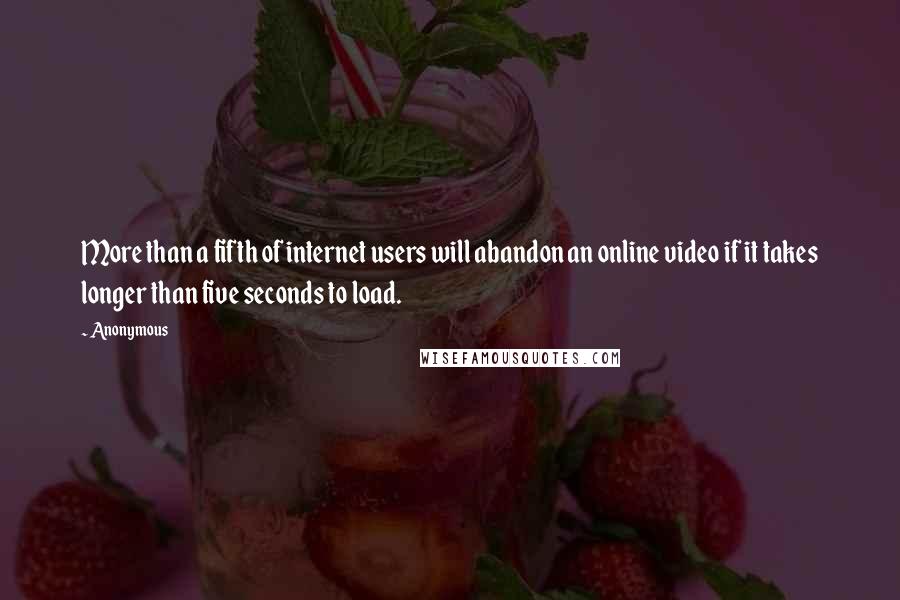 Anonymous Quotes: More than a fifth of internet users will abandon an online video if it takes longer than five seconds to load.