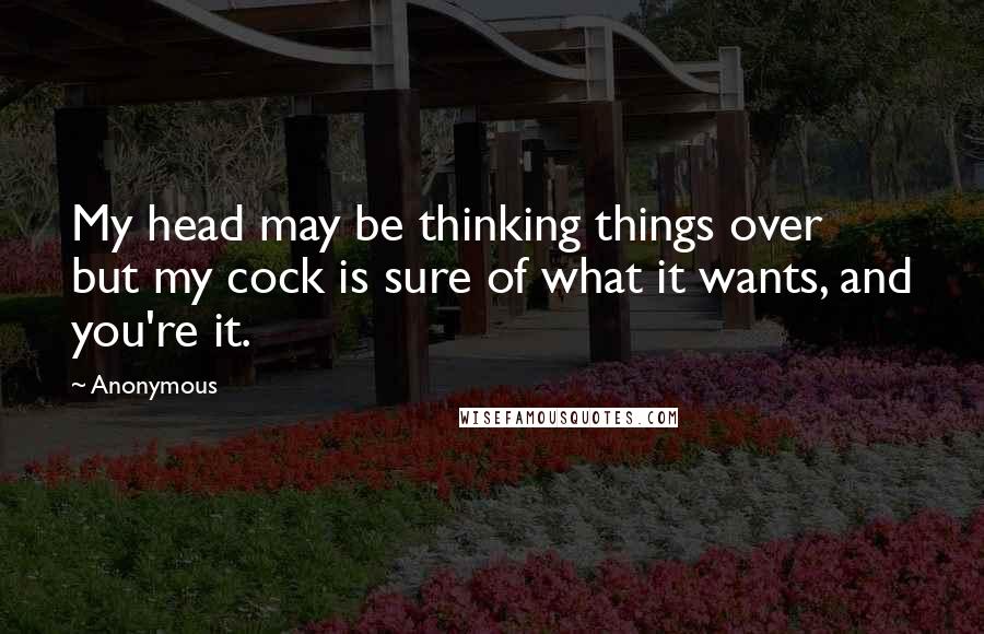 Anonymous Quotes: My head may be thinking things over but my cock is sure of what it wants, and you're it.