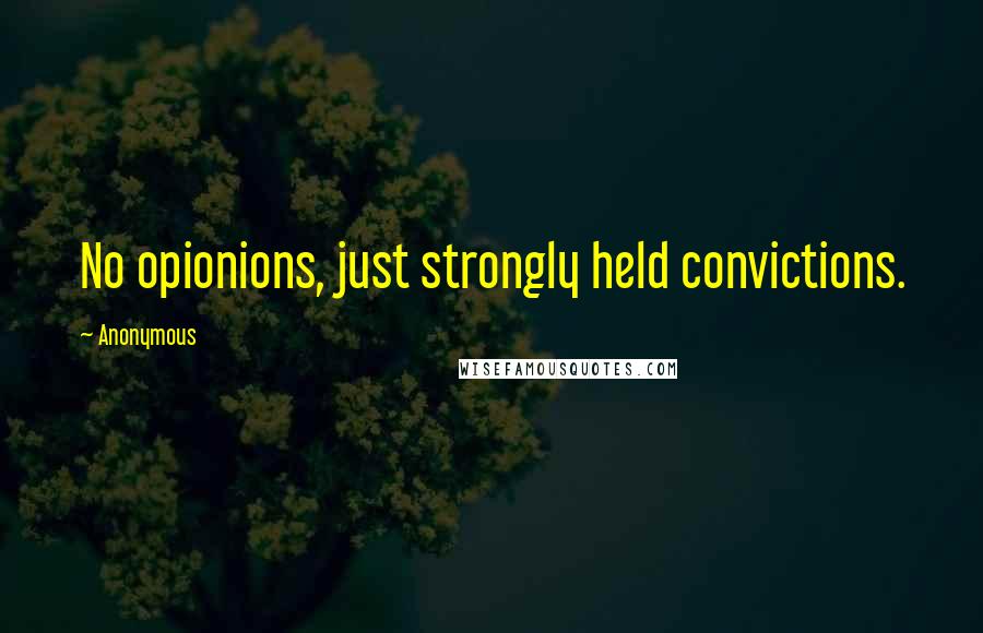 Anonymous Quotes: No opionions, just strongly held convictions.