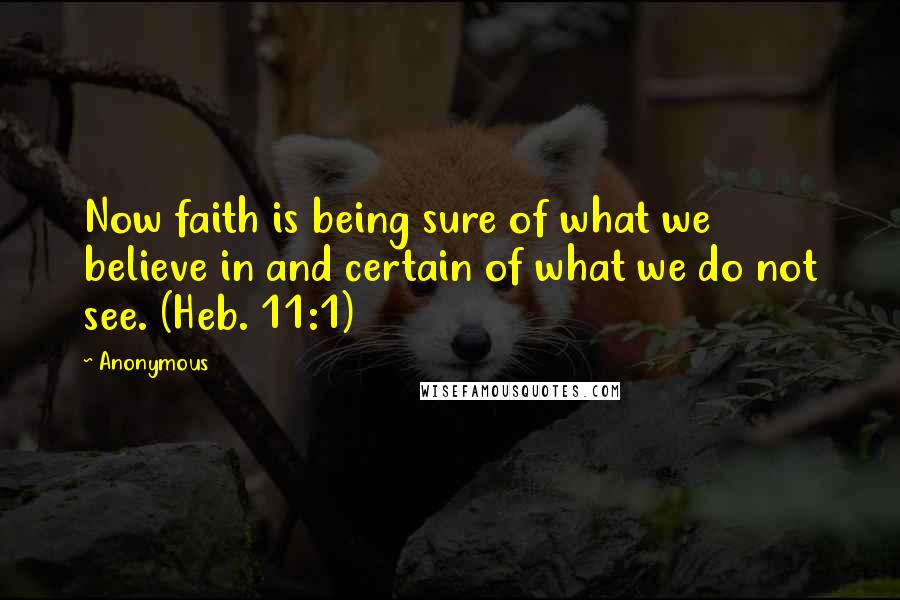 Anonymous Quotes: Now faith is being sure of what we believe in and certain of what we do not see. (Heb. 11:1)