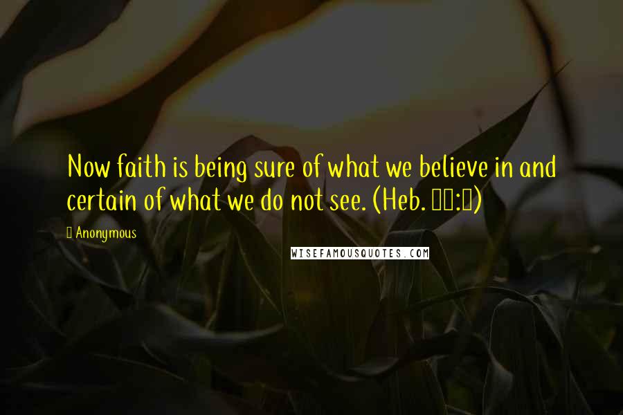 Anonymous Quotes: Now faith is being sure of what we believe in and certain of what we do not see. (Heb. 11:1)