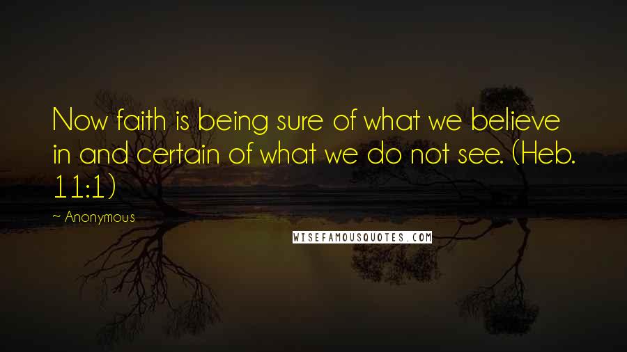 Anonymous Quotes: Now faith is being sure of what we believe in and certain of what we do not see. (Heb. 11:1)