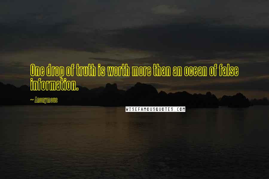 Anonymous Quotes: One drop of truth is worth more than an ocean of false information.