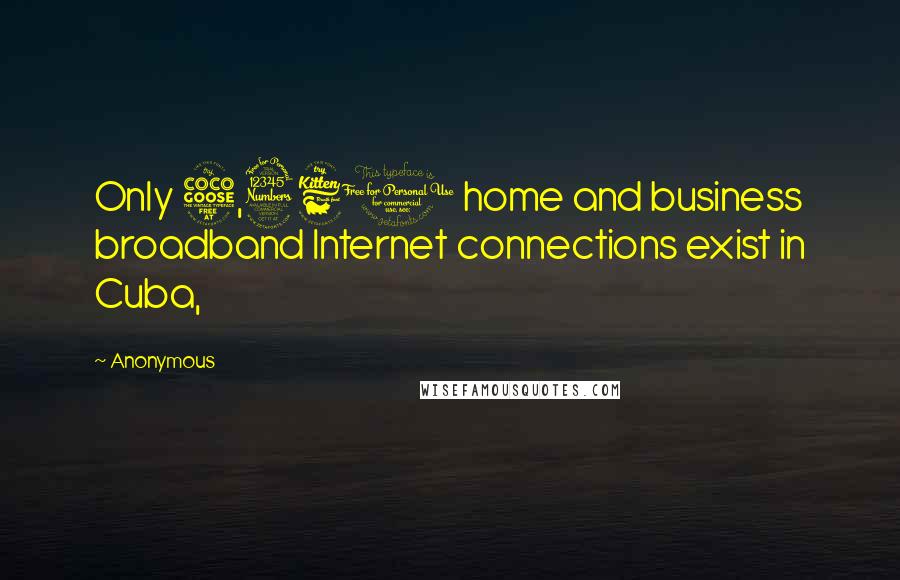 Anonymous Quotes: Only 5,360 home and business broadband Internet connections exist in Cuba,