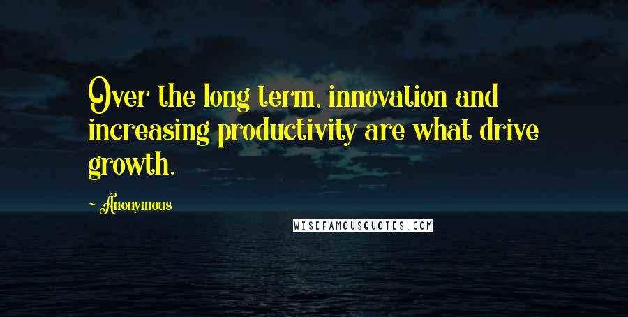 Anonymous Quotes: Over the long term, innovation and increasing productivity are what drive growth.