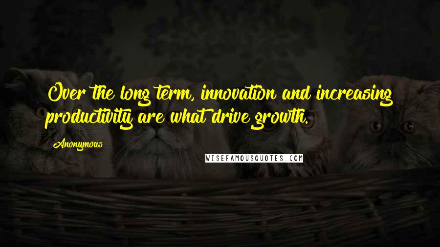 Anonymous Quotes: Over the long term, innovation and increasing productivity are what drive growth.