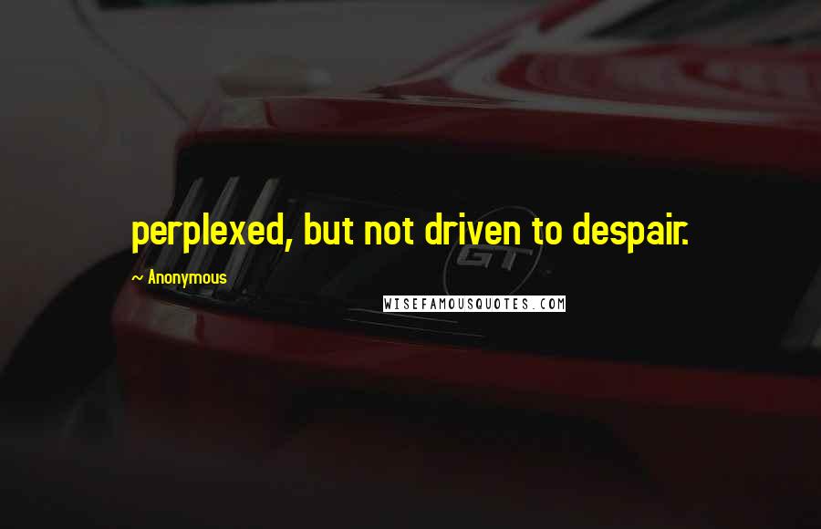 Anonymous Quotes: perplexed, but not driven to despair.