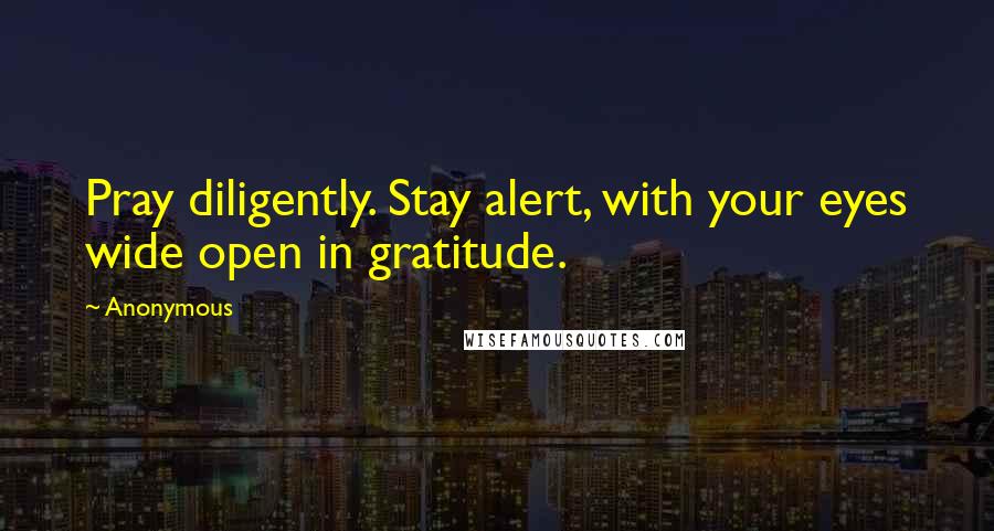 Anonymous Quotes: Pray diligently. Stay alert, with your eyes wide open in gratitude.