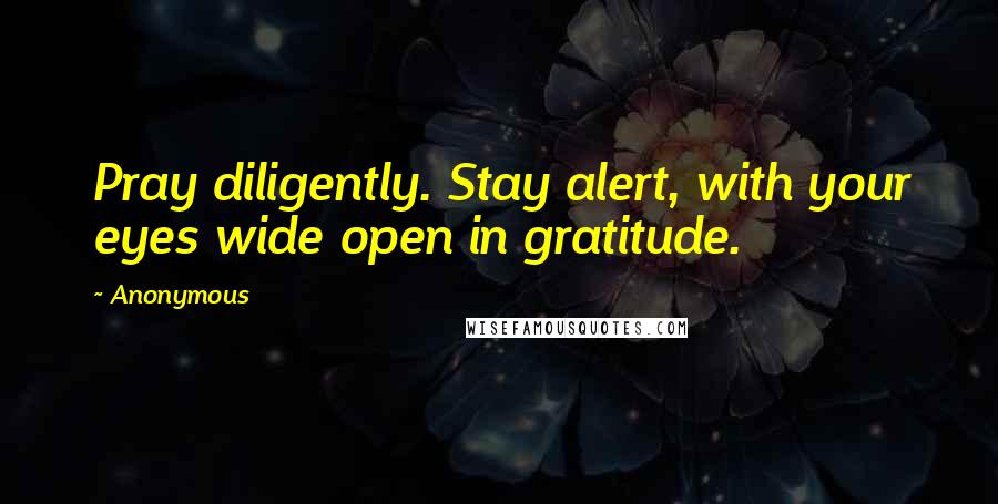 Anonymous Quotes: Pray diligently. Stay alert, with your eyes wide open in gratitude.