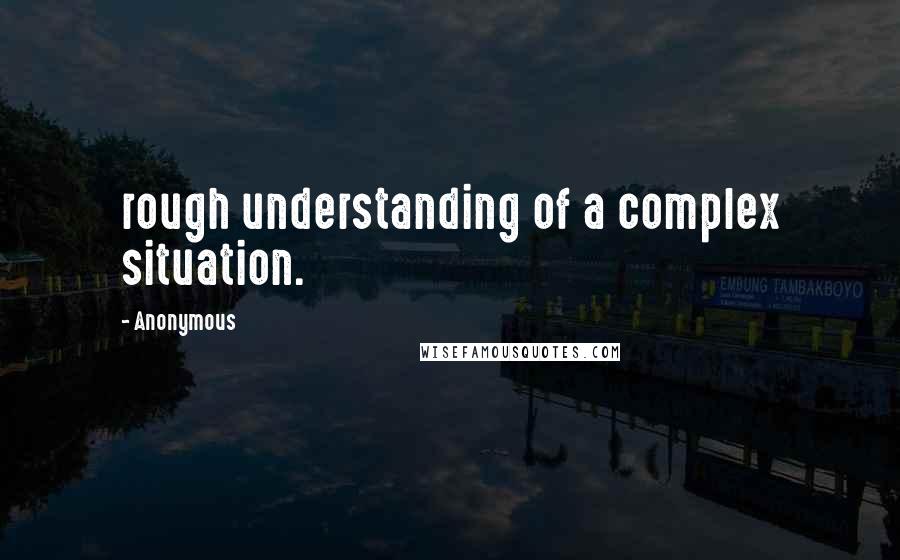 Anonymous Quotes: rough understanding of a complex situation.