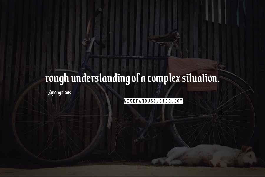 Anonymous Quotes: rough understanding of a complex situation.