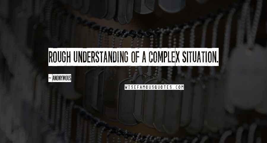 Anonymous Quotes: rough understanding of a complex situation.