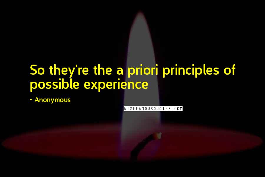Anonymous Quotes: So they're the a priori principles of possible experience