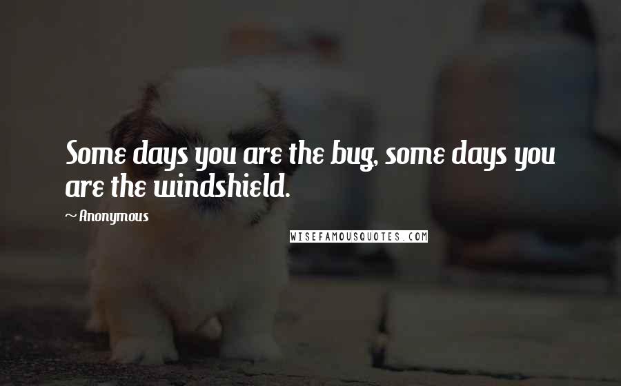 Anonymous Quotes: Some days you are the bug, some days you are the windshield.