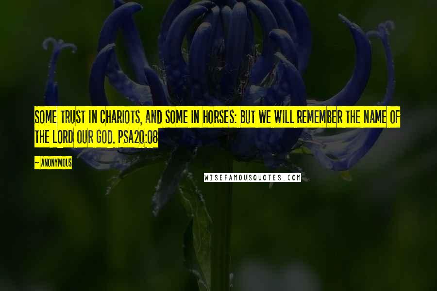 Anonymous Quotes: Some trust in chariots, and some in horses: but we will remember the name of the LORD our God. PSA20:08
