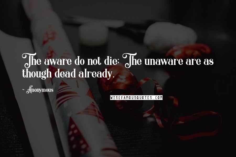 Anonymous Quotes: The aware do not die; The unaware are as though dead already.