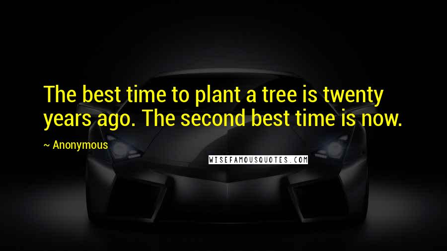 Anonymous Quotes: The best time to plant a tree is twenty years ago. The second best time is now.