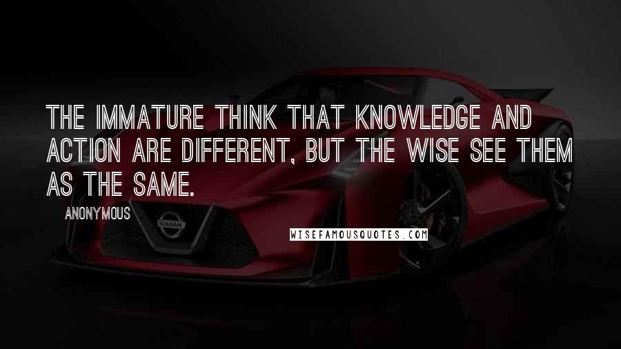 Anonymous Quotes: The immature think that knowledge and action are different, but the wise see them as the same.