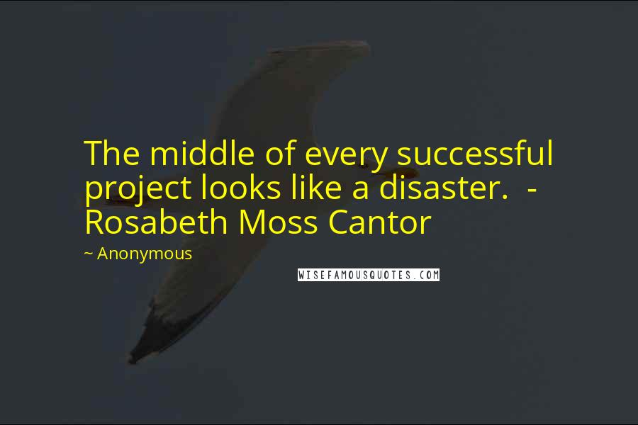 Anonymous Quotes: The middle of every successful project looks like a disaster. - Rosabeth Moss Cantor