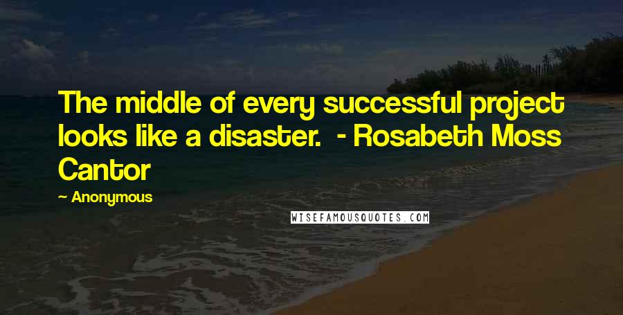 Anonymous Quotes: The middle of every successful project looks like a disaster. - Rosabeth Moss Cantor