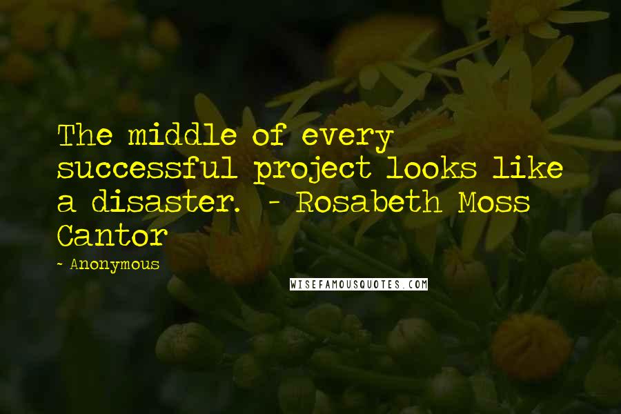 Anonymous Quotes: The middle of every successful project looks like a disaster. - Rosabeth Moss Cantor