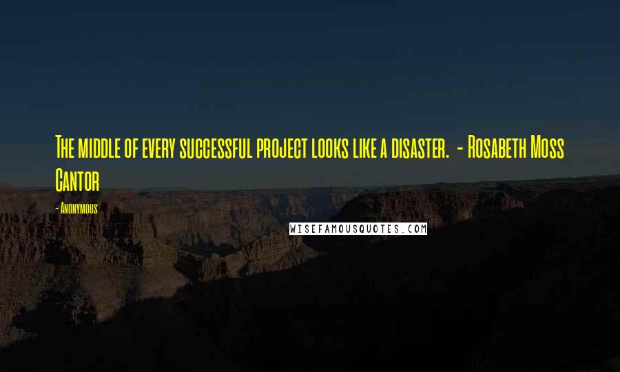Anonymous Quotes: The middle of every successful project looks like a disaster. - Rosabeth Moss Cantor