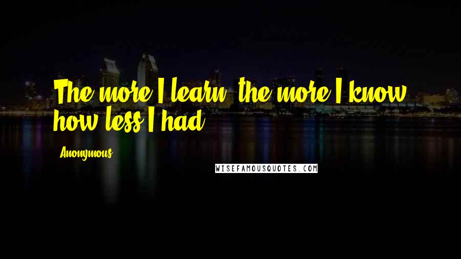 Anonymous Quotes: The more I learn, the more I know how less I had.