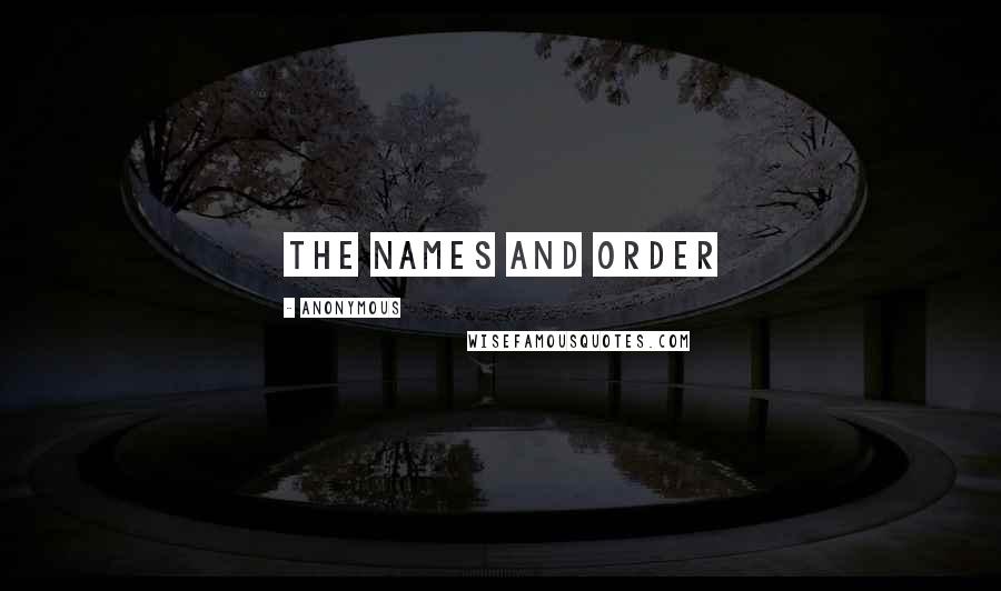 Anonymous Quotes: The Names and Order