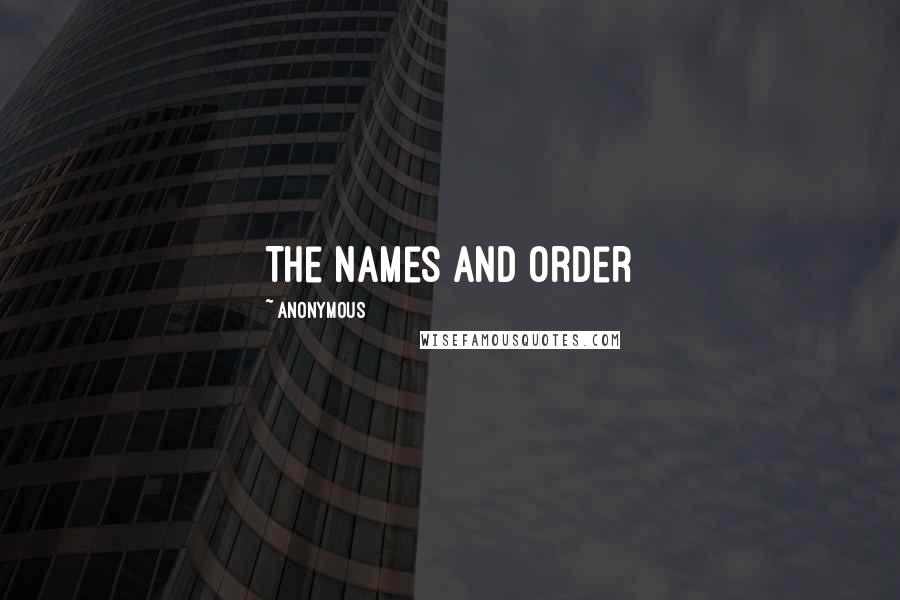 Anonymous Quotes: The Names and Order