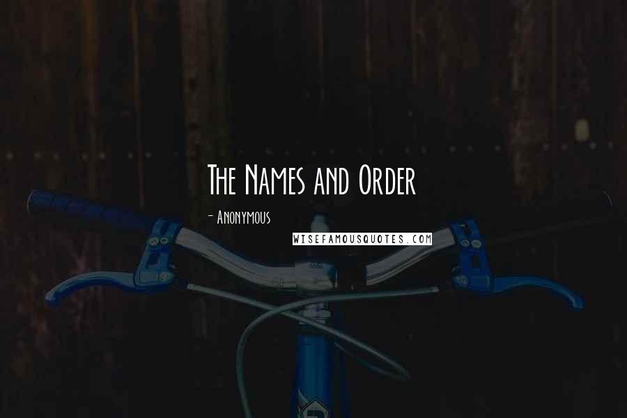 Anonymous Quotes: The Names and Order