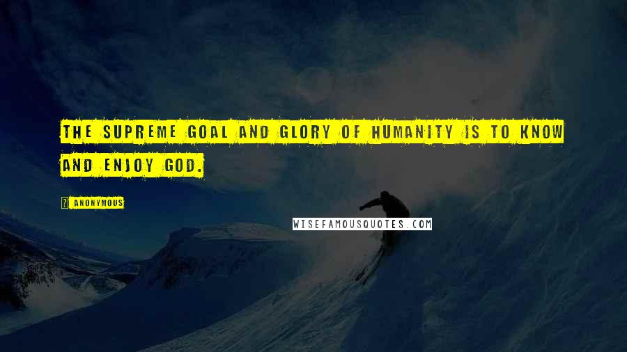 Anonymous Quotes: The supreme goal and glory of humanity is to know and enjoy God.