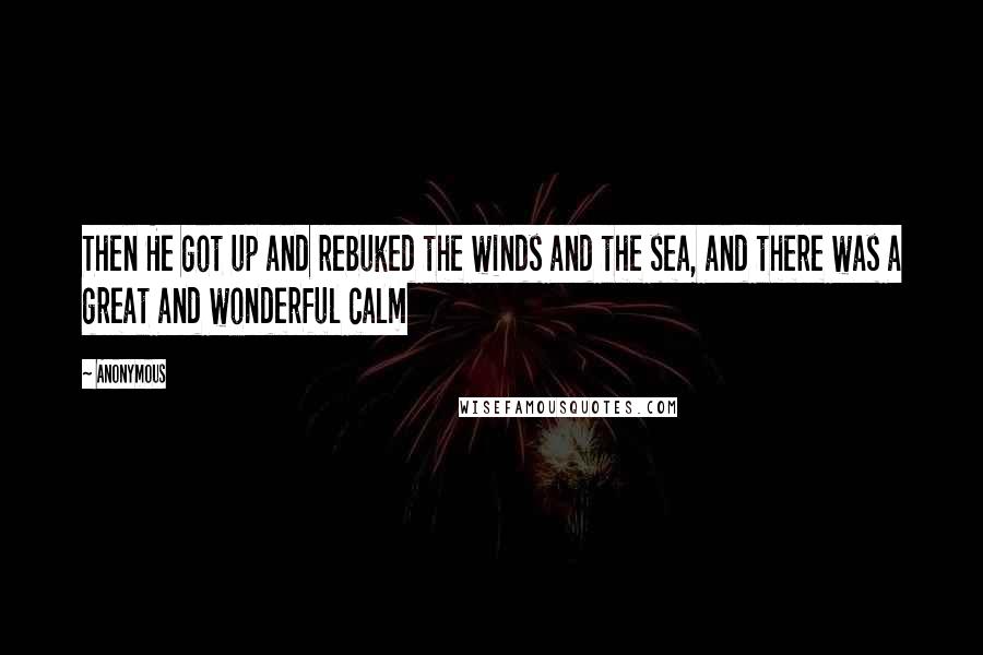 Anonymous Quotes: Then He got up and rebuked the winds and the sea, and there was a great and wonderful calm