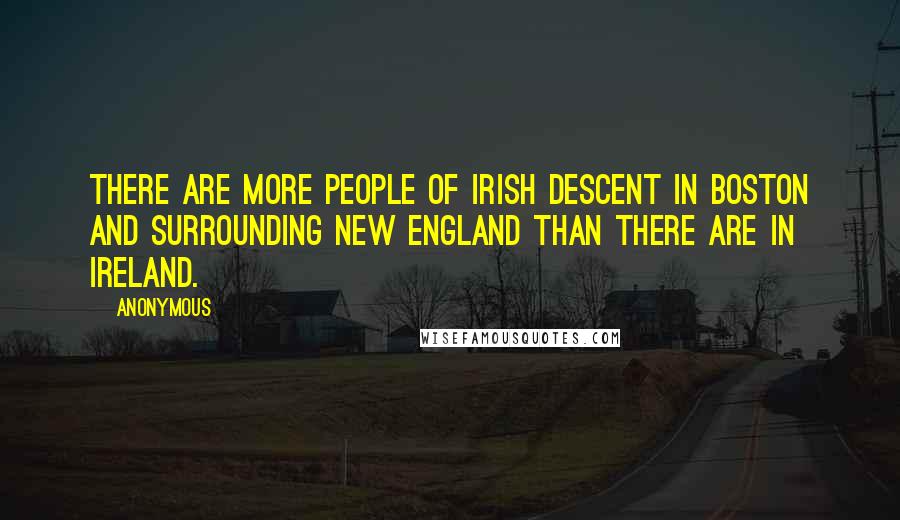 Anonymous Quotes: There are more people of Irish descent in Boston and surrounding New England than there are in Ireland.