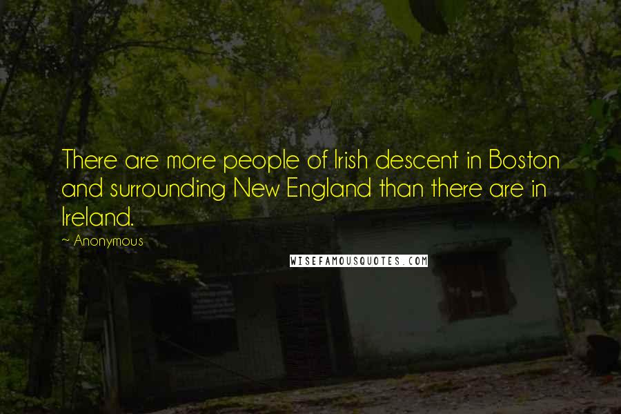 Anonymous Quotes: There are more people of Irish descent in Boston and surrounding New England than there are in Ireland.