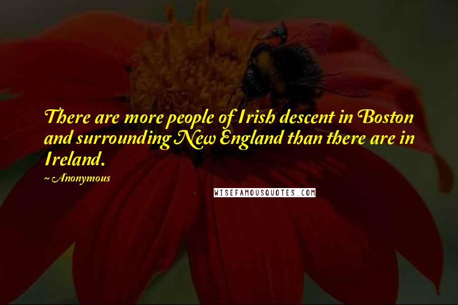 Anonymous Quotes: There are more people of Irish descent in Boston and surrounding New England than there are in Ireland.