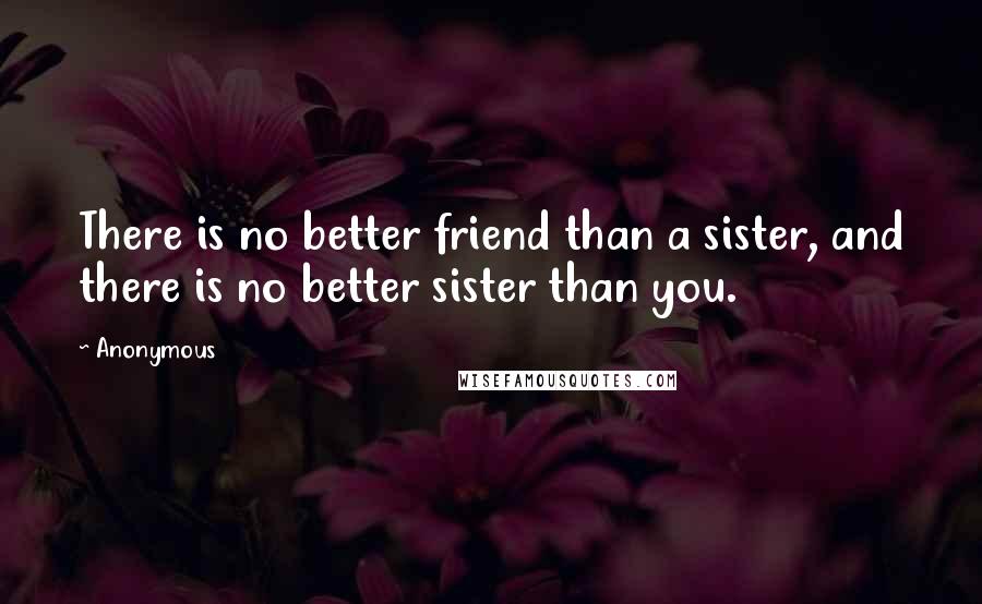 Anonymous Quotes: There is no better friend than a sister, and there is no better sister than you.