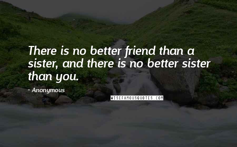 Anonymous Quotes: There is no better friend than a sister, and there is no better sister than you.