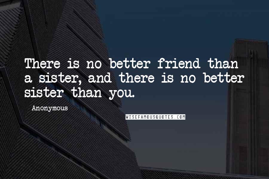 Anonymous Quotes: There is no better friend than a sister, and there is no better sister than you.