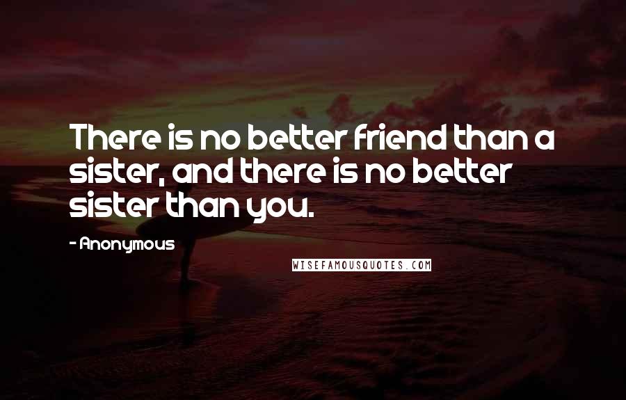 Anonymous Quotes: There is no better friend than a sister, and there is no better sister than you.