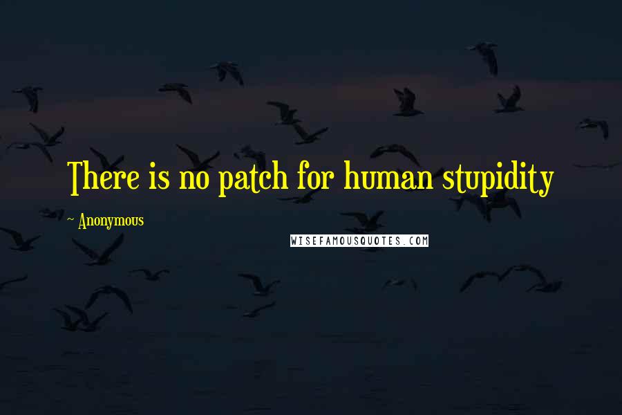 Anonymous Quotes: There is no patch for human stupidity