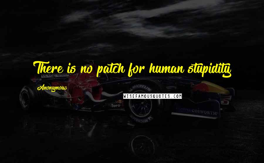 Anonymous Quotes: There is no patch for human stupidity