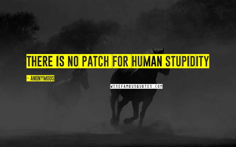 Anonymous Quotes: There is no patch for human stupidity