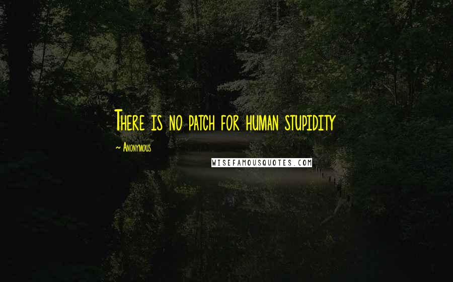 Anonymous Quotes: There is no patch for human stupidity