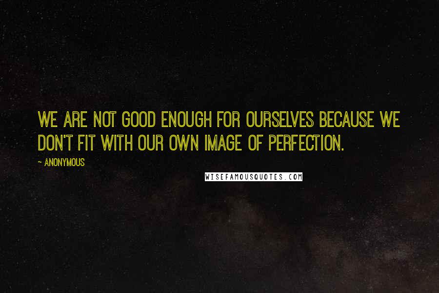 Anonymous Quotes: We are not good enough for ourselves because we don't fit with our own image of perfection.