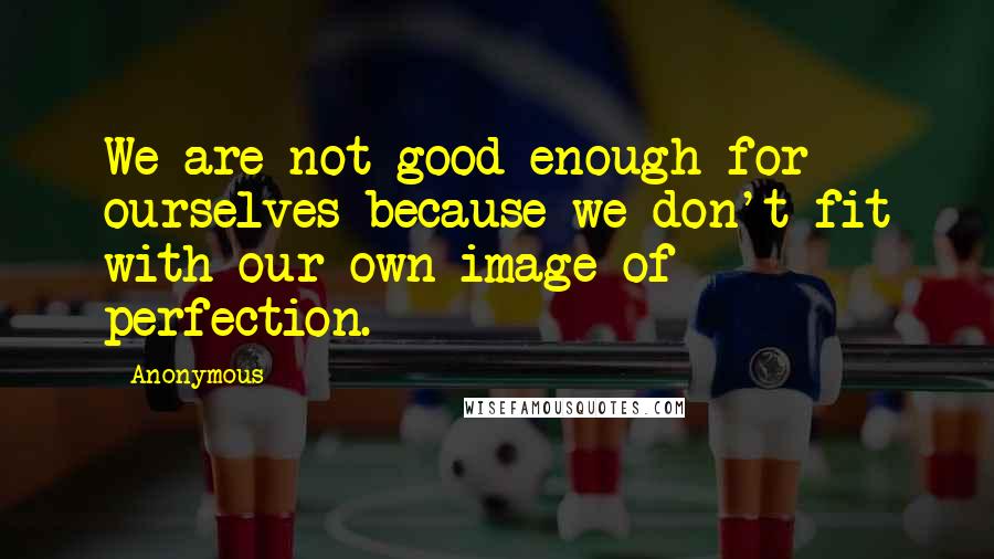 Anonymous Quotes: We are not good enough for ourselves because we don't fit with our own image of perfection.