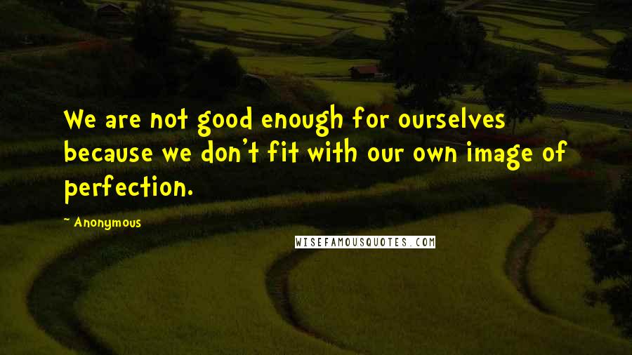 Anonymous Quotes: We are not good enough for ourselves because we don't fit with our own image of perfection.