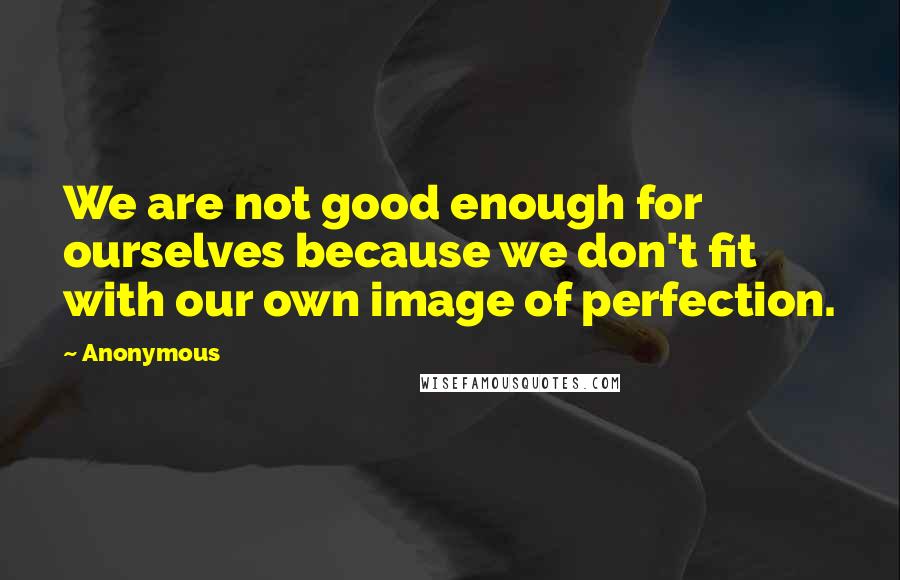 Anonymous Quotes: We are not good enough for ourselves because we don't fit with our own image of perfection.